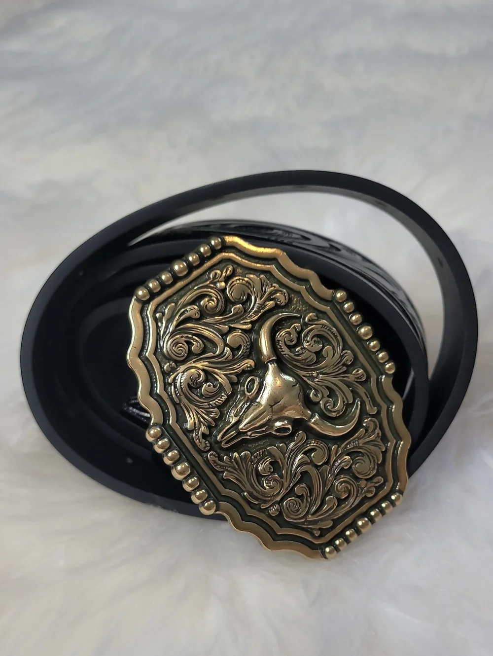 Western Leather Belt Black Bull